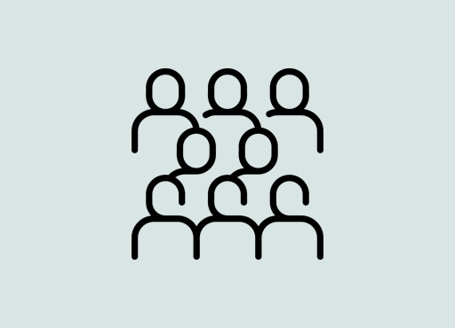 illustration med personer i tre rader