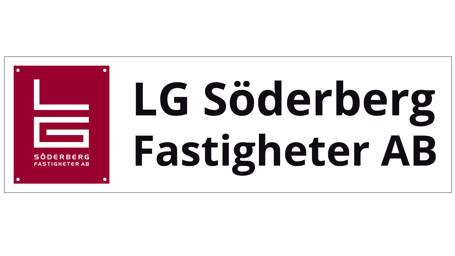 Röd och svart logga med texten LG Söderbergs Fastigheter AB